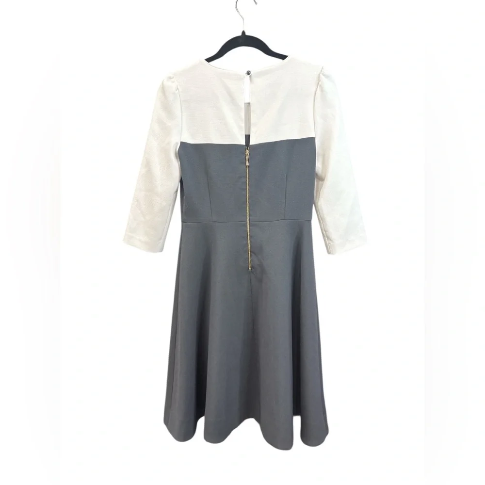 Kate‎ Spade Fit & Flare Dress Gray White Colorblock Knee-Length $348 MSRP Sz 6